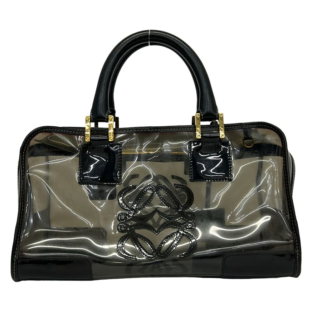 Loewe Amazona Handbag Clear Black Vinyl Leather - Picture 3 of 10